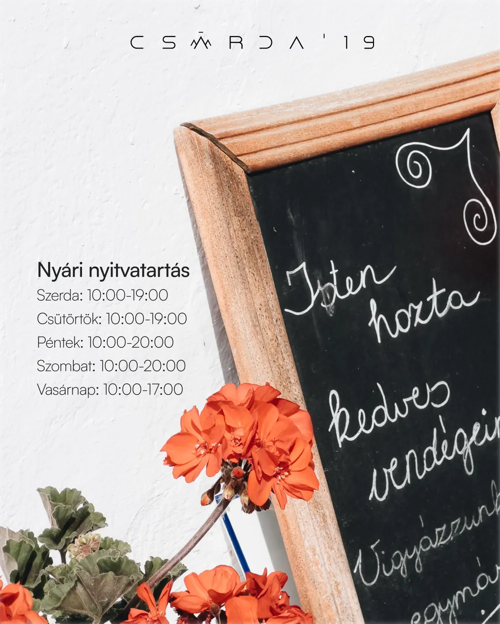 Csárda'19 summer opening hours poster